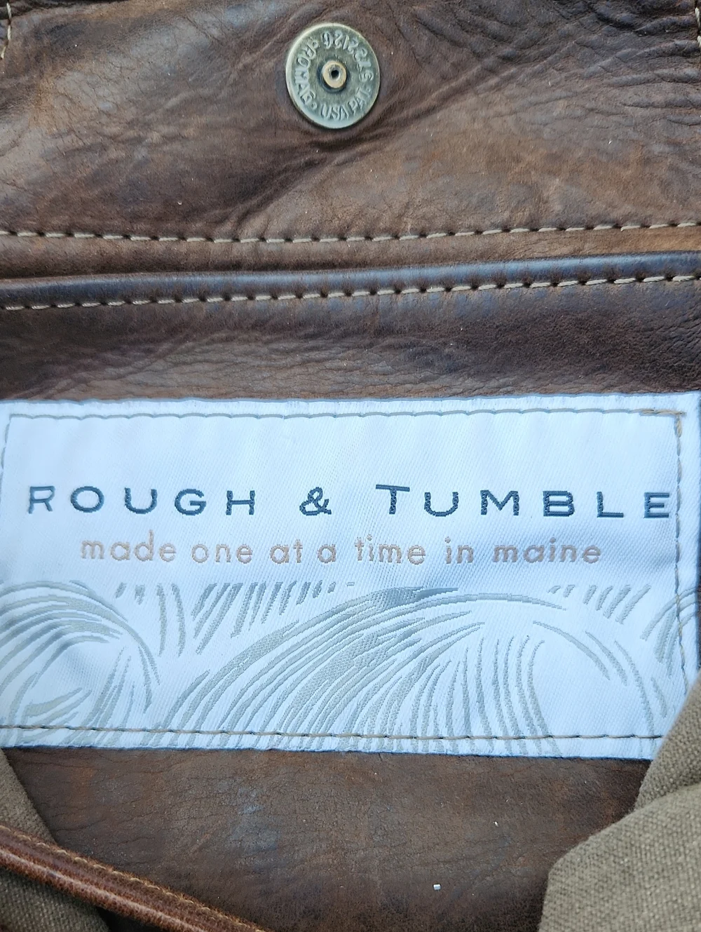 Rough & Tumble Made One At A Time In Maine Brown Canvas & Leather Bag 12x14